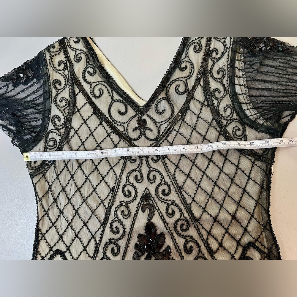 Fundaisy Elegant Black beaded and Cream cocktail, party Dress, size XL - Picture 13 of 16